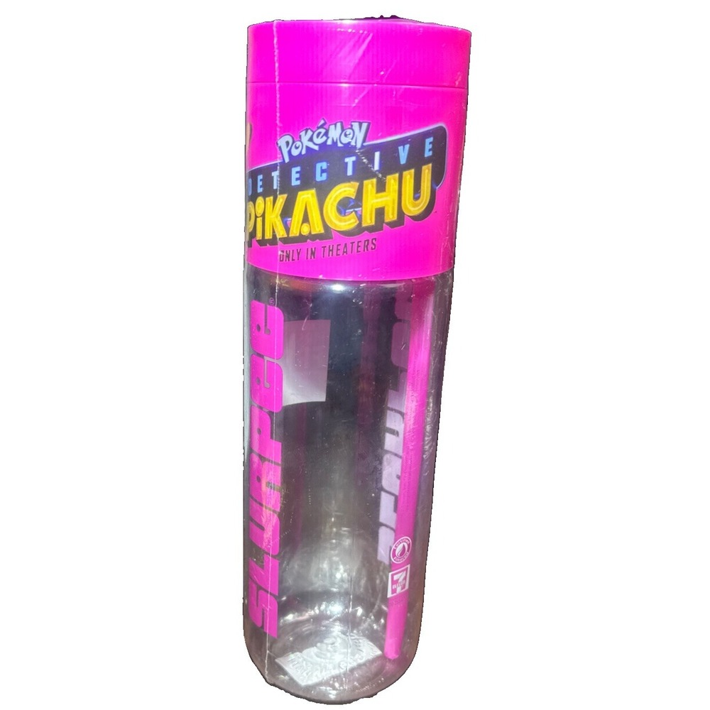 Pokemon Detective Pikachu Movie 7/11 Slurpee Pink Cup & Straw New